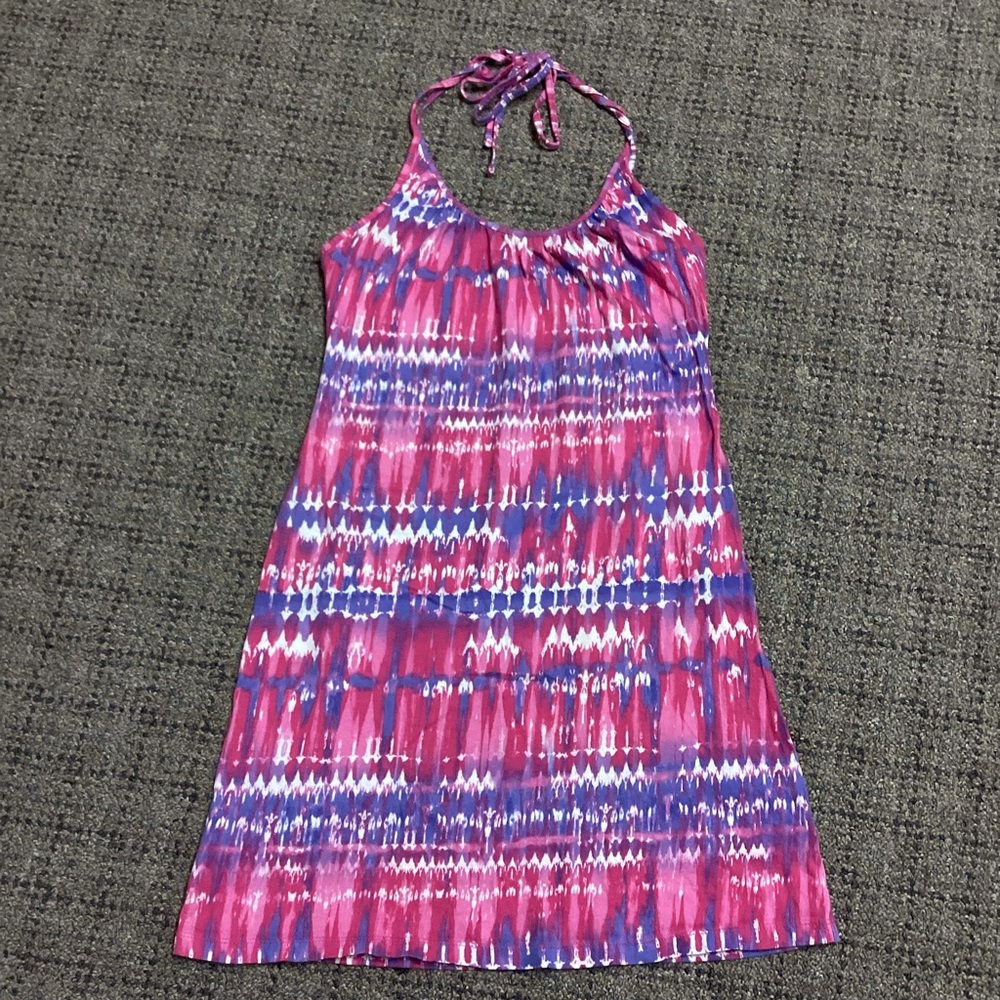 So Pink Purple White Tie Dye Halter Knit Dress * Size Juniors XS